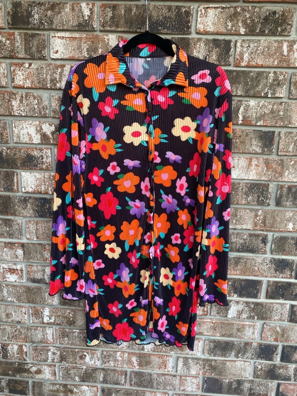 Floral Button-Up Tunic Top
